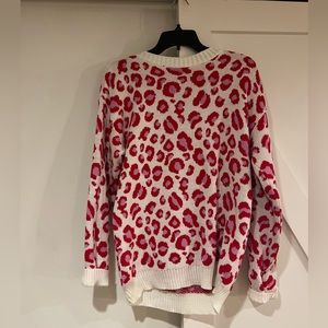 Pink & red leopard print sweater